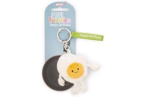 NICI Llavero Huevo frito Happy Birthday de 7 cm, color blanco, acompañante fiel para mochila o bolso, para niños y personas adultas, 61801