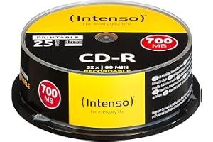 Intenso CD-R 80-minuter 700 Mb 52 x hastighet inspelningsbar utskriftsbar CD Media Cake Box 25 st (paket med 1)