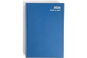 ELITEALPHA 2026 A4 Daily Diary – Page Per Day (Full Page Weekends), Blue Hardcover Planner w/ 2026 Year Overview, Notes, Contacts, Monthly Tabs & More – Large Appointment Book for Office, School, Home