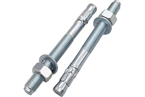 SKIR'CO 2 anclajes de cuña chapados en zinc M20 x 220 mm, tacos de metal, perno de anclaje, anclajes de mampostería, anclaje de hormigón