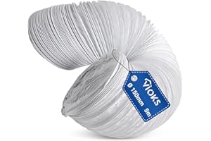 VIOKS Abluftschlauch Klimagerät 5 Meter Weiß Klima Abluftschlauch 150mm Ø aus PVC - Klimaanlage Schlauch Dunstabzugshaube Schlauch - Trockner Abluft Klimaanlage Abluftschlаuch Flexschlauch 150mm