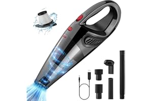 UXWEN Aspirabriciole Senza Fili, Aspirapolvere Auto, Potente Aspirazione da 120 W, Mini Aspirabriciole Portatile Auto per Casa, Auto, Ufficio