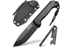 NedFoss SEAL BK Outdoor Messer, 10.8CM Full Tang Survival Messer mit Feuerstahl & Schärfer, Bushcraft Messer mit G10 Griff & Kydexholster, Scharfe Jagdmesser mit Titanbeschichtung in Geschenk-Box