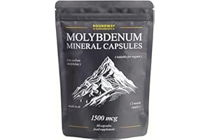 Molybdenum Mineral Capsules | 1500mcg High Strength Trace Minerals | Sodium Molybdate | 60 Capsules, Long 2 Month Supply | Made in The UK by Roundway Supplements