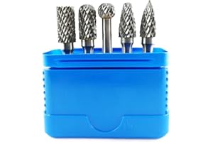 WRS WINTERHOFF WRS - Juego de 5 fresas de metal duro con dentado universal en cruz, calidad industrial, en caja de plástico rosa, tamaño: 10,0 mm de diámetro de cabeza, 5 piezas