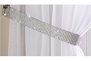 Alan Symonds Glitter Diamante Embrace Curtain Tie Back, Curtain Hold. Silver 70cm (Pair)