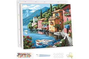 MEIYUDA DIY Paint by Numbers for Adults with Frame, Paint by Numbers Kits Sea View, Paint by Numbers Arts and Crafts for Beginner Acrylic Pigment Drawing Paintwork Wall Art 40x30cm