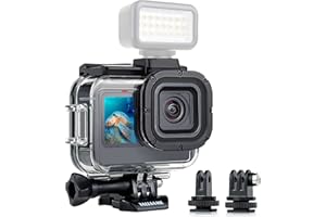 YALLSAME Wasserdichtes Gehäuse für GoPro Hero 12 11 10 9 mit 2 Kaltschuh-Adaptern, Unterwasserfotografie, beschlagfrei, Tauchkoffer für 59,7 m, ideales GoPro-Zubehör für Tauchen, Schnorcheln