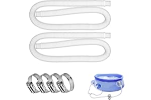 KENSBRO Pool Hose 32 mm, Pack of 2 Swimming Pool Hose with 4 Hose Clamps, Compatible In-tex 330/530/1000 Gallon Pool Pumps, White