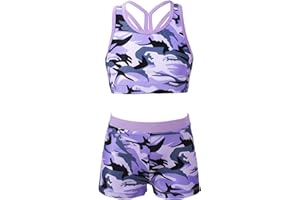 TiaoBug Conjunto Corto de Deportivos para Niñas Tanks Top y Pantalones Cortos de Deporte con Cintura Elástica Ropa de Deportiva Danza Gimnasia