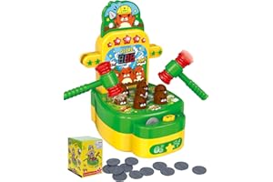 HAWAJOK Whack A Mole Game with 2 Hammers, Whack Game Toy for 3 4 5 6 7 8 Years Old Boys Girls, Interactive Educational Mole Bashing, Coin Operated 2 Player Toy with Sound & Lights, Multi-Language