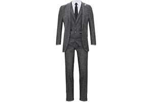 TRUCLOTHING Men's Classic 3 Piece Herringbone Authentic 1920s Blinders Tailored Tweed Suit