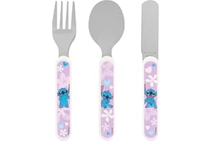 Disney Stitch Kids Cutlery Set by Polar Gear | 3pc Cutlery Set Disney Gifts for Girls & Boys | Lilo & Stitch Gifts Cutlery Made from Food-Safe Stainless Steel & ABS Plastic for Children 36 Months Up