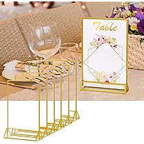 6 Pezzi Espositori Plexiglass Con Bordo Oro - Porta Menu E Foto Da Tavolo Per Matrimoni E Feste - Foto 7