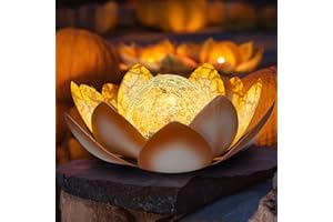 Kyduu lampes solaires de jardin, Fleur de lotus lanterne solaire,Lotus Décoration de Jardin Deco,Décoration de jardin lotus solaire,Jardin Exterieur Lumière, Lampe Solaire Exterieur pour terrasse,cour