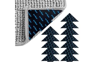 TIETOY Rug Gripper for Carpeted Floor, 12 Pcs Anti Slip Carpet Grippers Rug Grippers from Rug to Carpet, Washable and Reusable Carpet Corner Pads Rug Grip Anchors for Laminate Hardwood Floors Tile Floors