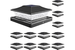 VOLISUN Solar Post Cap Lights Outdoor 4x4/6x6 Wooden/Vinyl Fence Post Cap Lights Solar Deck Post Lights Patio Garden,Warm White 2 Lighting Modes Waterproof,ABS Shell Lens Black (12 Pack)