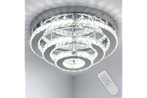 CXGLEAMING 13.8" moderno lampada da soffitto lampadario di cristallo plafoniera a LED dimmerabile da incasso rotondo lampadario per soggiorno camera da letto sala da pranzo cucina(telecomando)