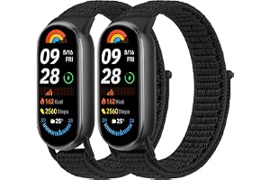 Yisica 2 stycken armband för Xiaomi Mi Band 10/Mi Band 9/Mi Band 8 armband för män och kvinnor, justerbart stretchigt nylon e