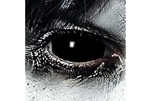 Leo Eyes Funlinsen Black Sclera-Markenqualität- 1 PAAR-D-22mm-Halloween Kontaklinsen Schwarze,Cosplay, LARP, Zombie, Crazy Funlinsen, Halloween, Fastnacht,Vampir