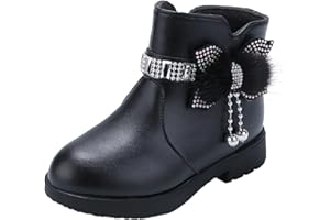 DAY8 CHAUSSURES DAY8 Bottine Fille Chaud Hiver Pas Cher Mode Chaussure Fille Ado Antiderapante Souple Bottes Neige Ski Fourrees Fille Enfant Caoutchouc Chelsea Boots Bottillon Fille Cuir PU Dentelle