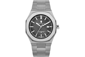 SAPPHERO Orologio Uomo Impermeabile 50M Al Quarzo Argento Cinturino Acciaio Inox Data Calendario Nero Blu Uomini Orologi Regali da Polso per gli Uomini