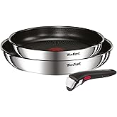 Tefal Ingenio Emotion - Juego de 2 Sartenes 22/26 cm + Mango extraíble, Apto inducción, antiadherentes, revestimiento titanio