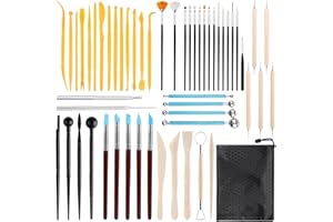 CIRULLI Kit di strumenti di modellazione da 55 pezzi per la casa, strumenti di scultura, strumenti di argilla e accessori per artigianato, pittura e artigianato per artisti e appassionati di ceramiche