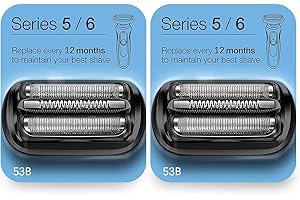 Wigthvoy 53B In due confezioni Testina di ricambio per rasoio elettrico compatibile con lame di rasoio elettrico Braun Series 5 Testina di ricambio per griglia e taglio 53B adatta per modelli 50-R1000