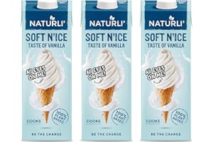 Cooks Professional Naturli Dairy-Free Vegan Ice Cream Mix | Soft Serve Creamy Vanilla Taste Icecream Mixture for Home or Commercial Use | Plant-Based Ingredients | 3 x 1L