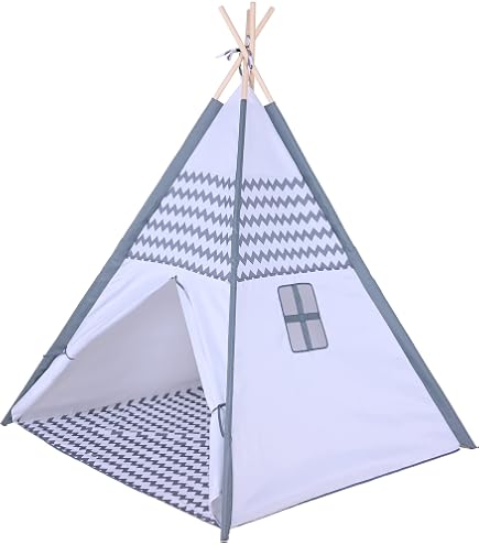 Tente Tipi Pour Enfants Paco Home - Intérieur Robuste - Différents Motifs - Noir Et Blanc - Sans Accessoires