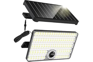 Flowood Luci di sicurezza solari con sensore di movimento, aggiornamento 85 LED di sicurezza luce da parete, 3 modalità di illuminazione luce solare con cavo da 16.4 m, garage, cortile