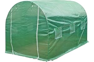 WilTec Serre de Jardin – 300 x 200 x 200 cm – Vert – Châssis avec Glissière Fermeture Éclair et Fenêtres – Tunnel horticole pour Platebande Jardinage Potager Tomates