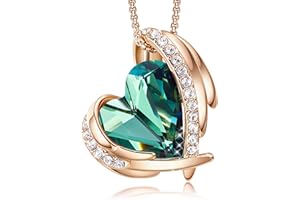 CDE Collier pendentif coeur femme en or rose, orné de cristaux bijoux cadeau pour femme mère anniversaire/Cadeau de Noël/Cadeau Saint Valentin