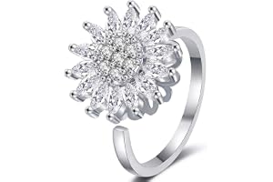 QZKJQDD Ångestring, silver, solros anti-stress, skuggångest ring, rostfritt stål ångest, stressring, för panikattacker tumrin