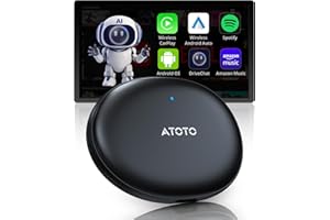 ATOTOZONE AD5 Adattatore Wireless CarPlay & Android Auto, Car Video Box Plug & Play, Aggiornamento 2025 Ai Box CarPlay con Netflix, YouTube, Dual Wi-Fi, Bluetooth, ChatGPT, Nero Grigio