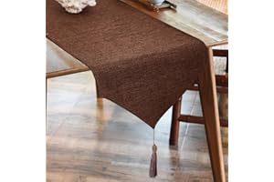 BALCONY & FALCON Runner per Cucina Impermeabile Runner Moderno Antimacchia in Lino Imitazione Runner per Mobili con Nappa per Casa Festa Natale Ristoranti