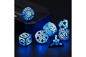 DND Würfel Wiederaufladbar mit Ladebox, 7 PCS LED Elektronische Würfel, Dungeons and Dragons Würfel Polyedrische Würfel Set für Tabletop Spiele ZHOORQI D&D Würfel (Blue Light Up Dice)