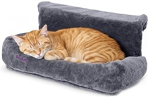 Petlicity Snuggle Padded Cat Radiator Bed - Machine Washable Fleece Cover and Foldable Arms Cat Hammock - Radiator Beds for Indoor Cats, Dogs and Small Pets - Grey