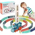 Yizemay Domino Train Toys Gifts for 3 4 Year Old Boys, 120pcs Automatic Domino Laying Electric Train, Kids Building Stacking Train Dominoes Game Toys for 2 3 4 5 Year Old Boys Girls