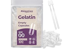 MÉIPALIEN Puste kapsułki do napełniania, rozmiar 00 – 100 sztuk, puste kapsułki żelatynowe, szybkie rozpuszczanie, małe opakowanie, halal, nie GMO, bezglutenowe, kompatybilne z wypełniaczem kapsułek, idealne do