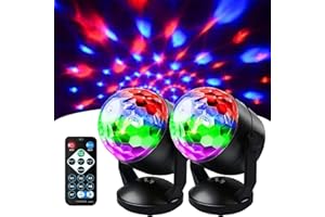 ‎CCHKFEI 2er-Pack Discokugel Licht Sound Activated Partylicht mit Fernbedienung Dj Beleuchtung RGB Batteriebetrieben Discolicht Partylicht, 7 Modi Bühne Licht für draußen Home Room Partys Bar Xmas Hochzeit