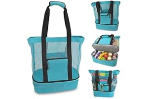 Ctxtqtdt Grand Sac de Plage avec Compartiment Isotherme, Sac Pique Nique, Sac de Plage XXL Extra Large Famille pour Les Plages, Les Pique-niques, Le Shopping et Les Vacances (Bleu)
