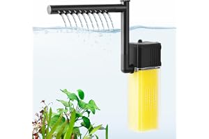 PYPABL 8W 16W Aquarium Submersible Filter, Quiet Fish Tank Internal Filter with Spray Bar, Powerful Aquarium Filter for 15-300L Tank (8W for 15–120L)