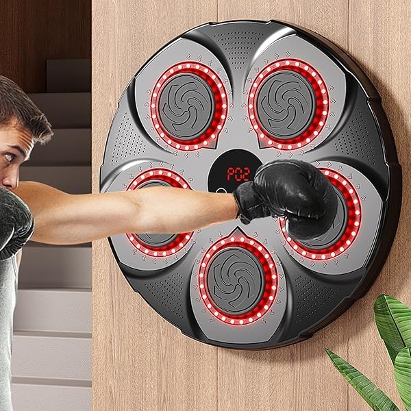 2025 Upgraded Smart Music Boxing Machine, Professional Online Boxing Lessons For Sculpting Fat Burning - 24H Standby, 160 Synced LED Lights, Wall-Mount Punching Bag For Home Gym (4th And 5th
