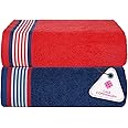 Casa Copenhagen,Germany Design - He & She Super Soft Collection 100% Cotton Bath Towel Set (Size : 70 x 140 cm) -NN- Racing Red & Iris Blue
