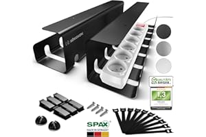 Königwerk Kabelkanal Schreibtisch fürs Kabel Management - Inkl. Zubehör - Tisch Kabelführung Kabelmanagement durch Kabelschacht - Cable Organizer Desk