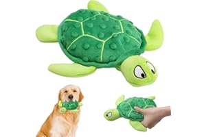TNSLAND Juguete interactivo para perros, juguete interactivo para cachorros, juguete masticable para perros de peluche de 25 cm, tortuga para perros pequeños y medianos