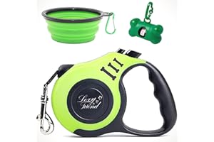 LexyFriend Kit Guinzaglio per Cani Taglia Piccola e media | Guinzaglio per cani 5 metri | Guinzaglio retrattile con Ciotola Viaggio e Porta sacchetti