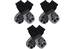 EOAMGO 3 Pairs Anti-slip Dog Socks Paws Stop Licking, Dog Paw Protectors, Dog Socks with Adjustable Straps, Dog Socks with Grips for Indoor Outdoor Wear (M)